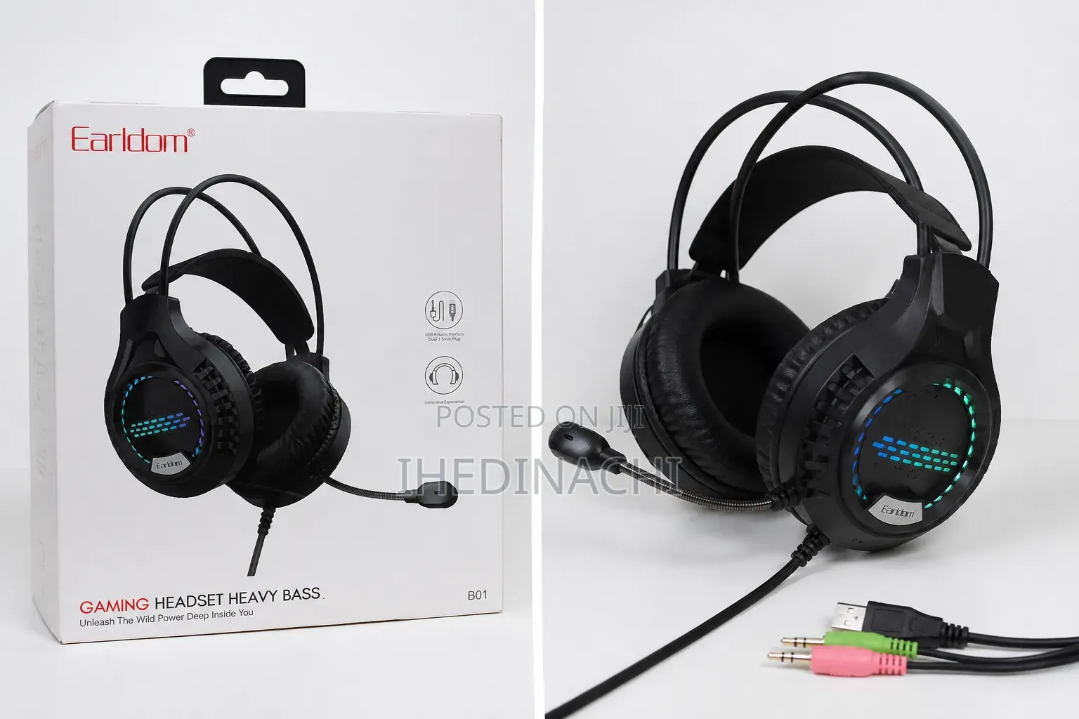 : Earldom Rgb Gaming Headset Heavy Bass With Noise Mic For Pc Ps4 Ps5