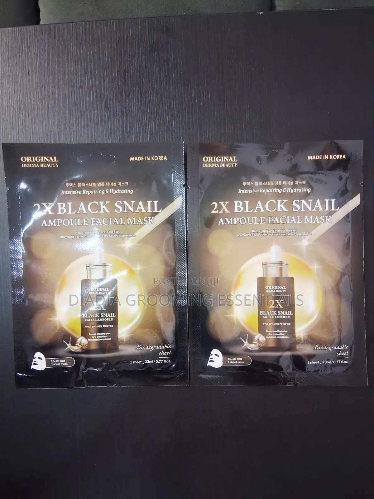 Original Derma Beauty 2x Black Snail Ampoule Facial Mask