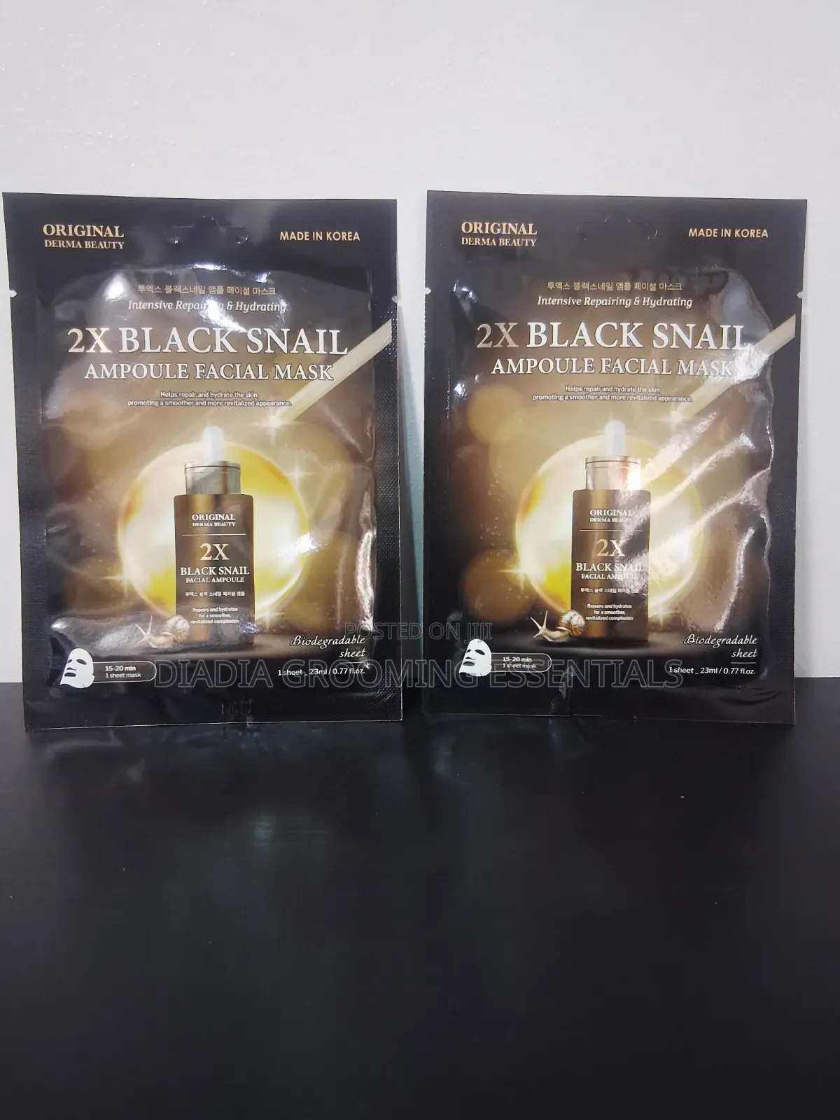 Original Derma Beauty 2x Black Snail Ampoule Facial Mask