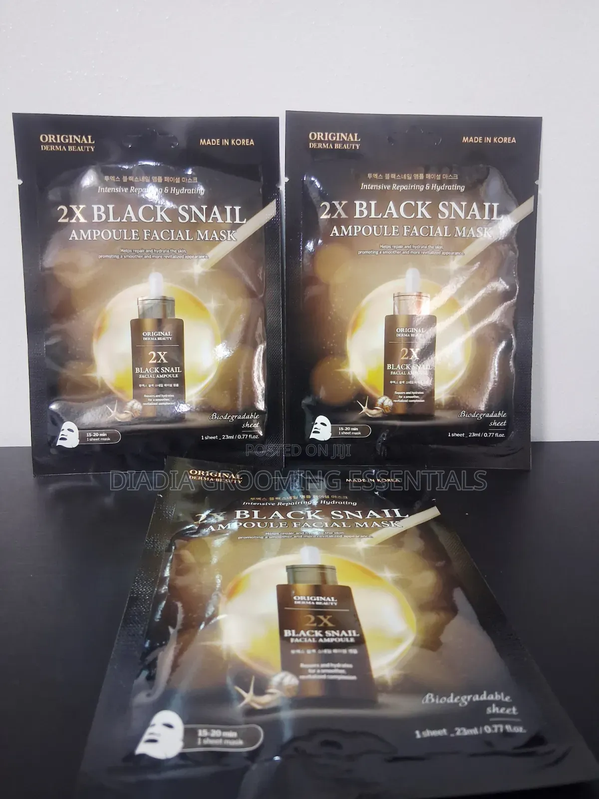 Original Derma Beauty 2x Black Snail Ampoule Facial Mask