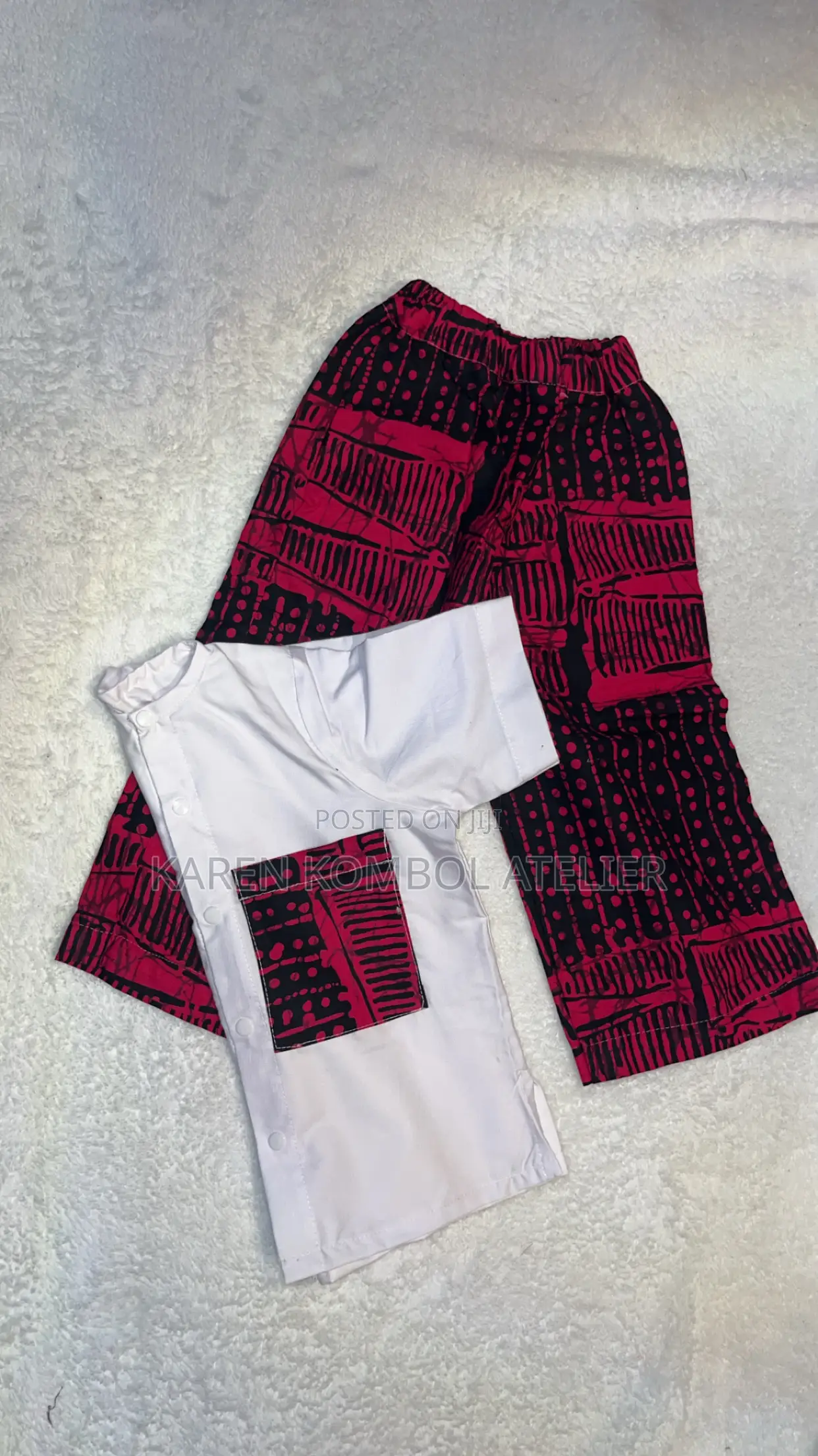 Stylish Unisex White Shirt Ankara Trouser Set | 2-Piece Outfit