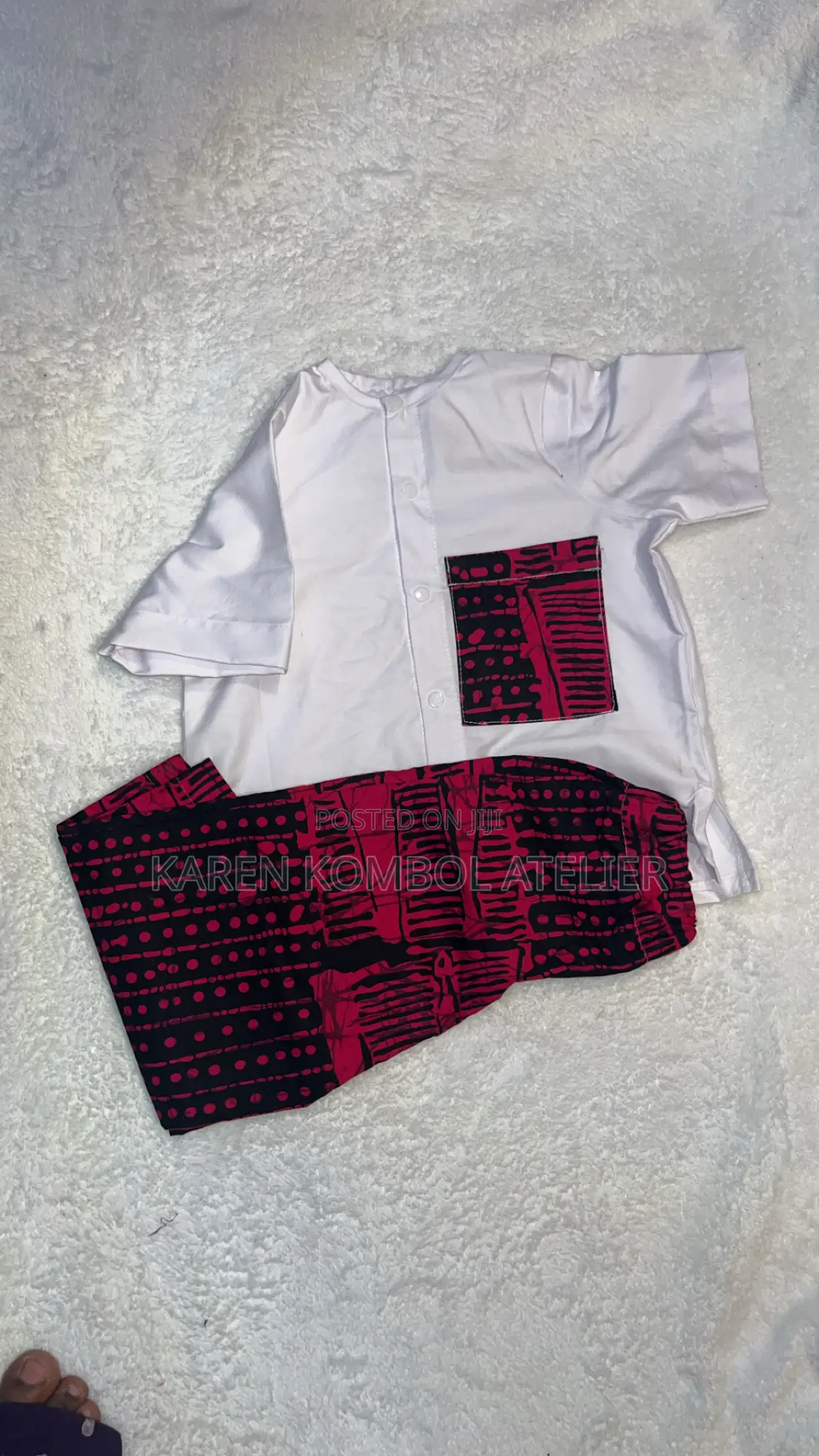 Stylish Unisex White Shirt Ankara Trouser Set | 2-Piece Outfit