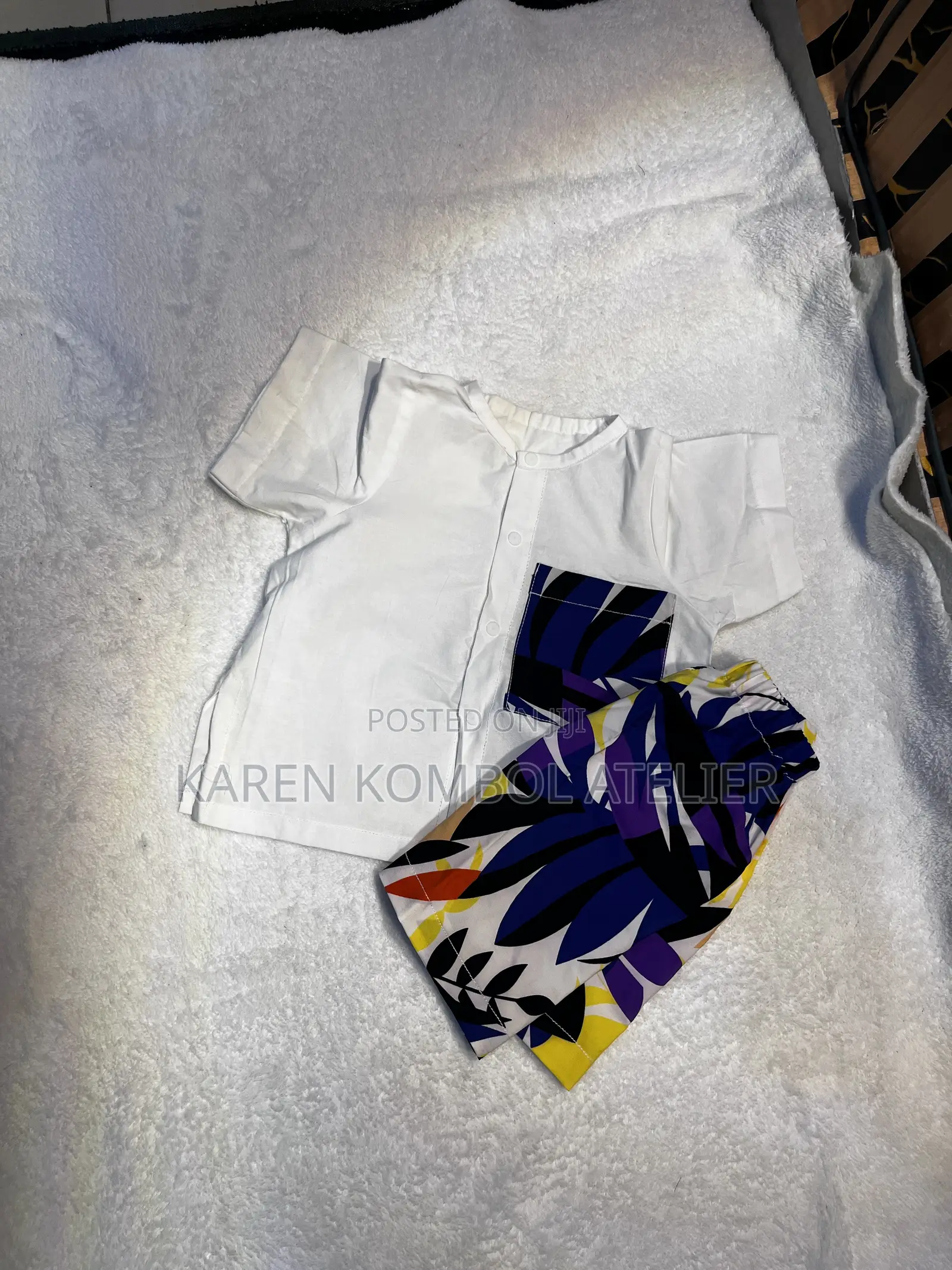 Stylish Boys White Shirt Printed Trouser Set | 2-Piece Outfit