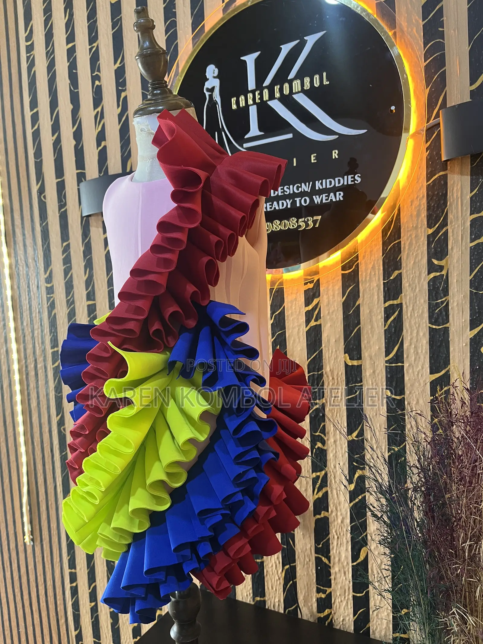 Luxury Girls Multicolor Ruffle Couture Dress | Designer Party Gown