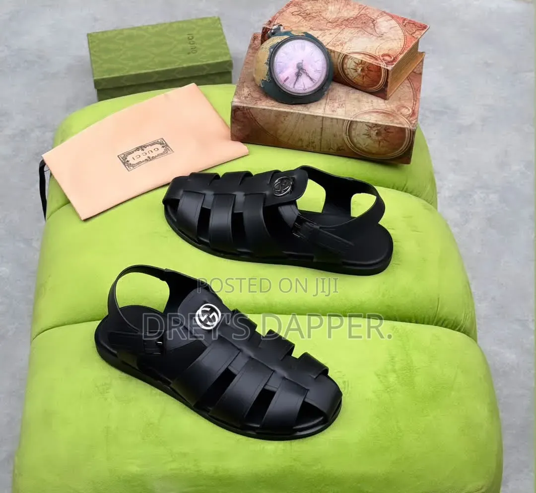 Genuine Leather Gucci Men Sandals