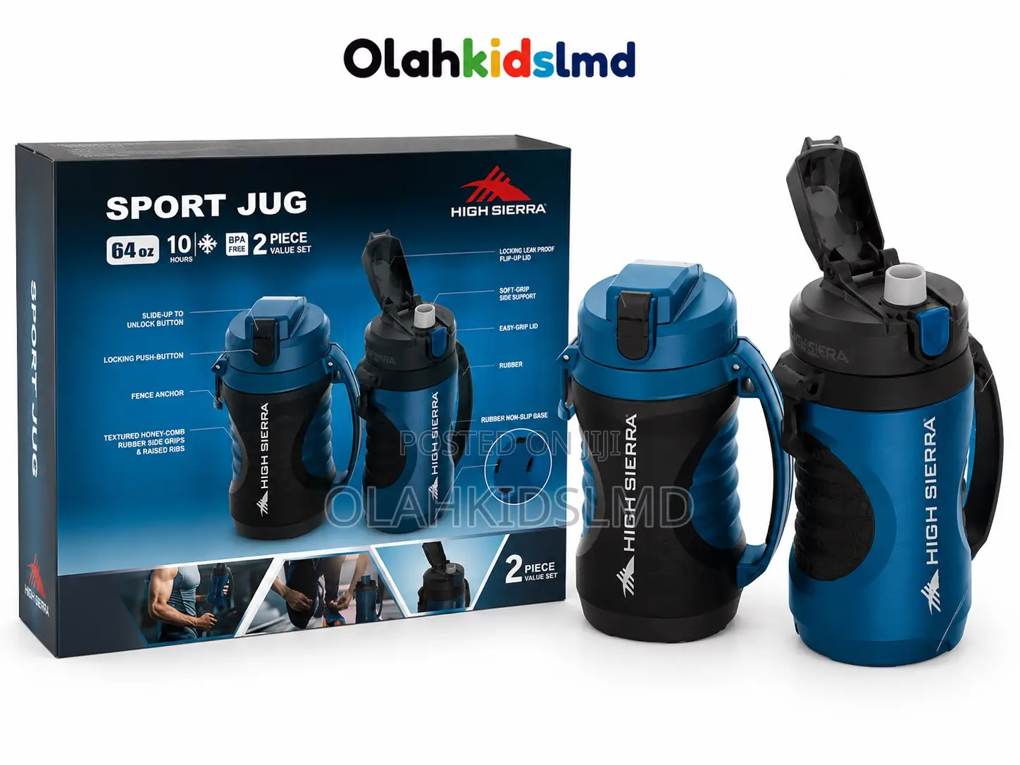 High Sierra Sport Jug 64oz – Insulated Water Jug With Handle, 2-Piece