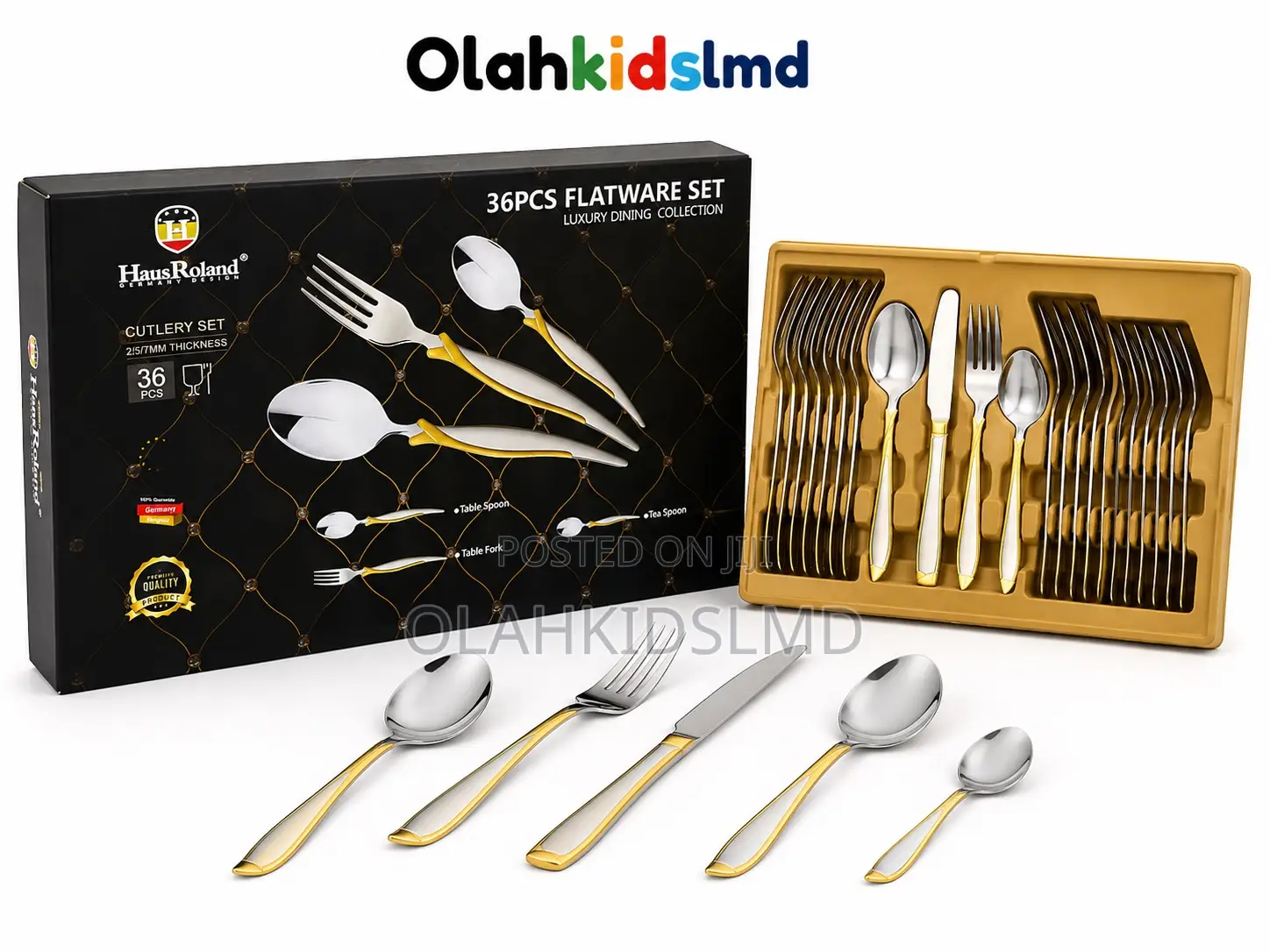 Hausroland 36-Piece Flatware Set – Luxury Gold Stainless Steel Cutler