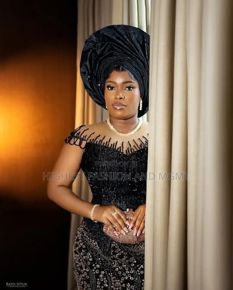 Luxury Midnight Black Beaded Bridal Gown