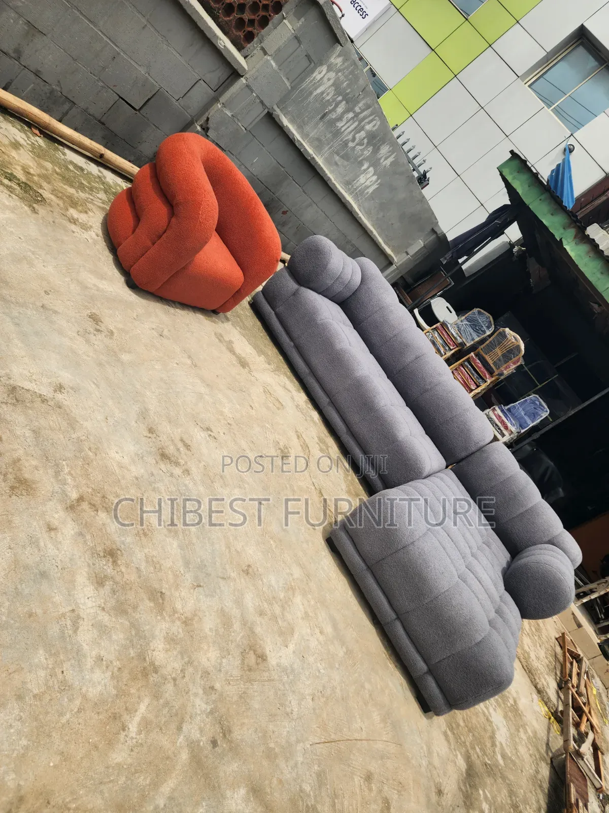 Standard L-Shaped Sofa Fabric Chair With Single Seater