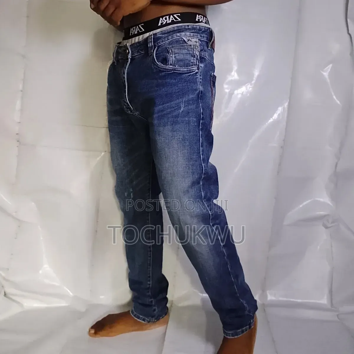 Men's Blue Slim Fit Denim Jeans Trouser – Casual Stretch Jeans Thrift