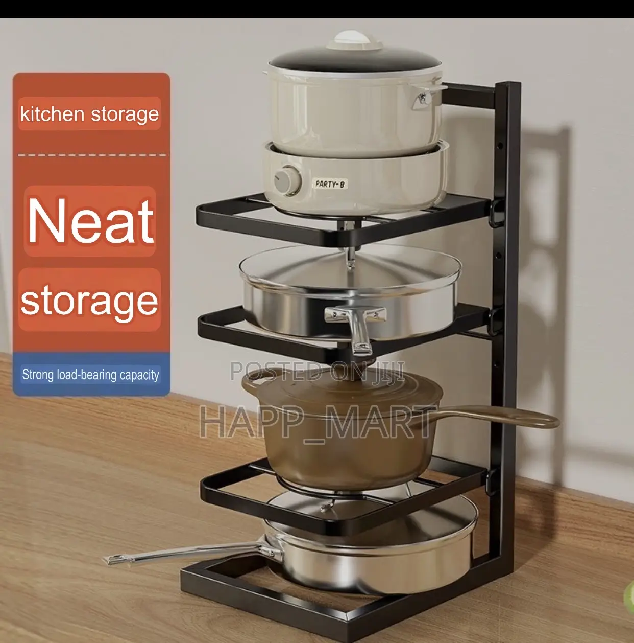 4-Tier Kitchen Pot Pan Storage Rack