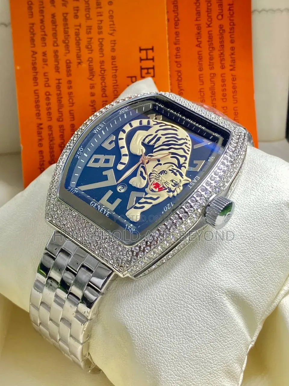 Luxury Franck Muller Tiger Edition Watch –Diamond Encrusted Wristwatch