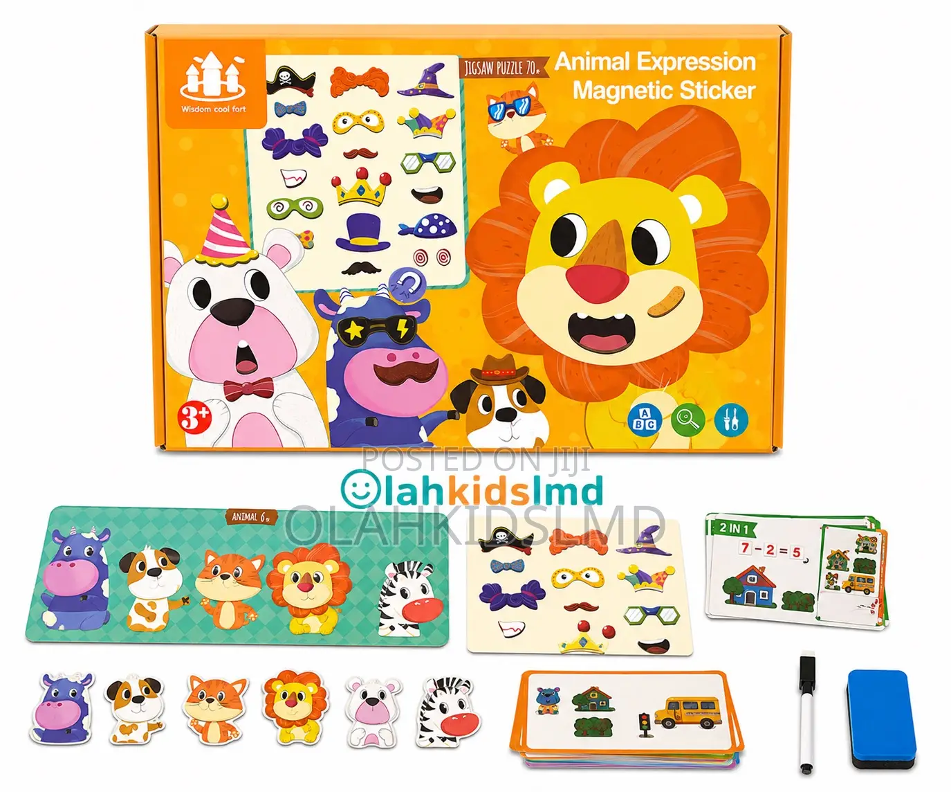 Animal Expression Magnetic Sticker Jigsaw Puzzle – 70 Pieces (3+)