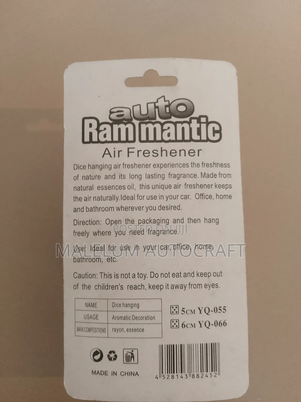 Dice Hanging Air Freshener