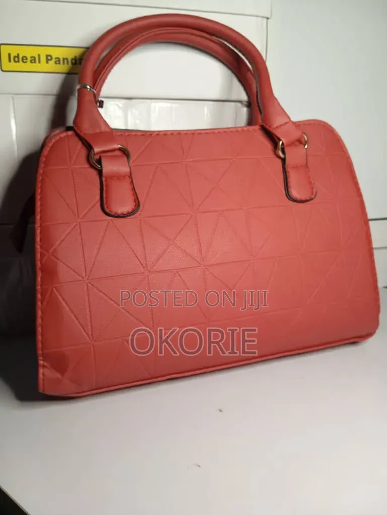 Women's Elegant Red Pu Leather Handbag With Pom Pom Charm