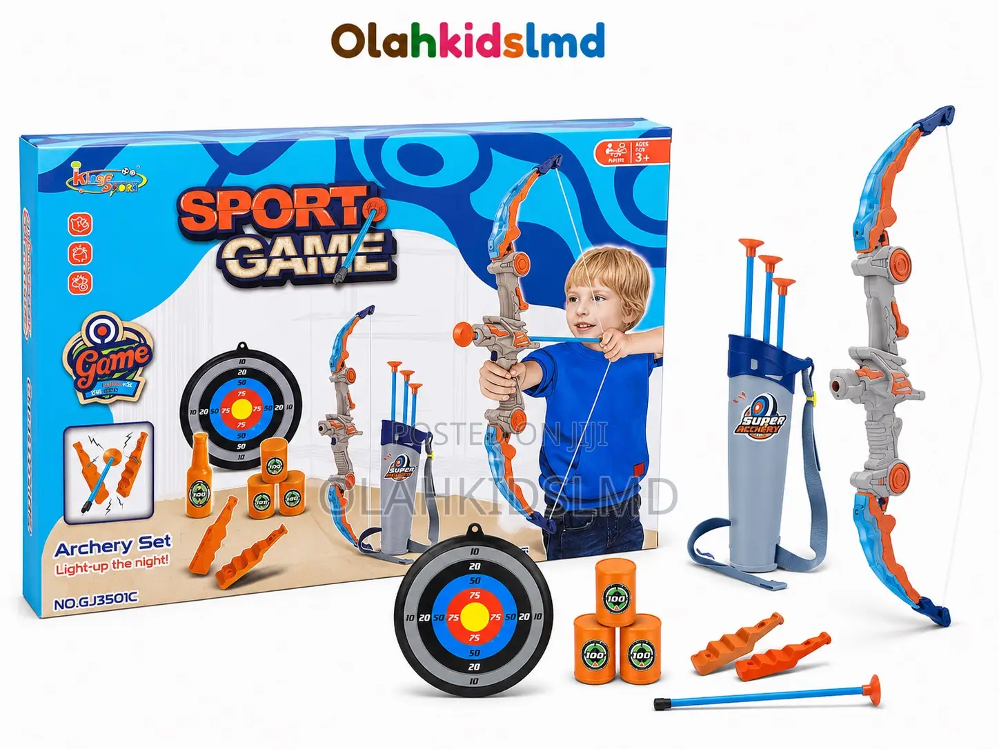 Sport Game Archery Set – Light-up Bow Arrow With Target, Indoor/Out