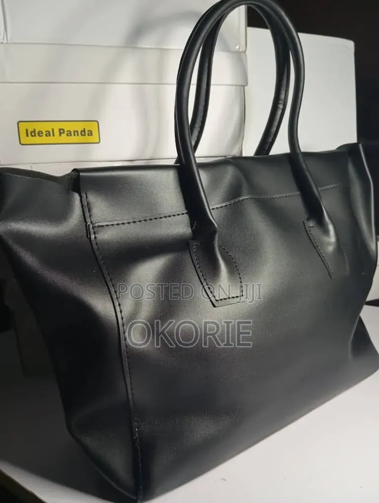 Women's Pu Leather Top Handle Tote Handbag – Black