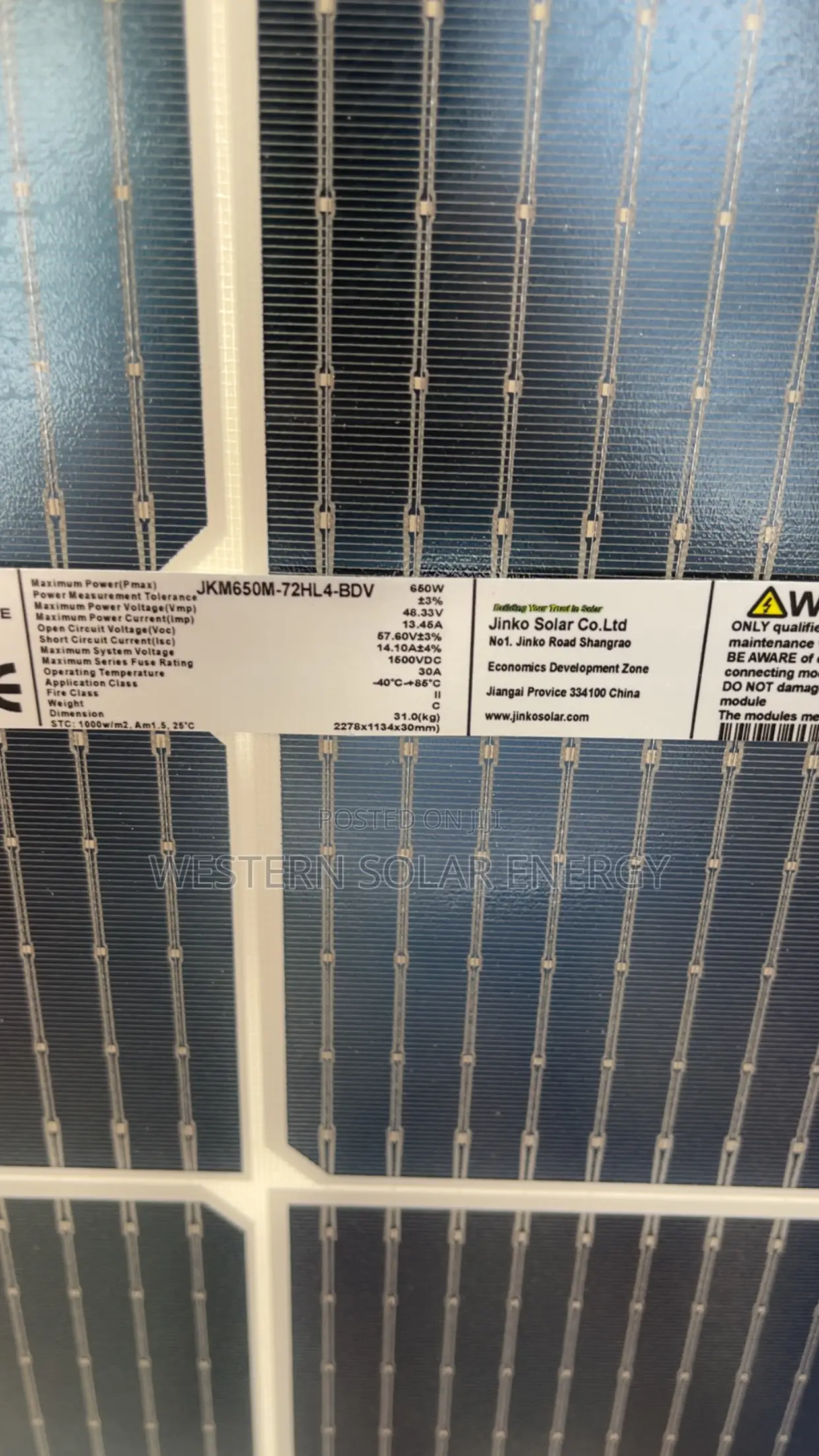 650w Jinko Bifacial Solar Panel