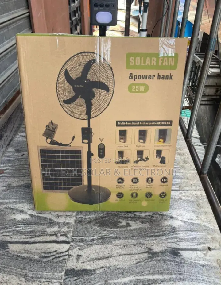 18" AC/Dc Solar Fan + 15,000mah Power Bank Solar Panel