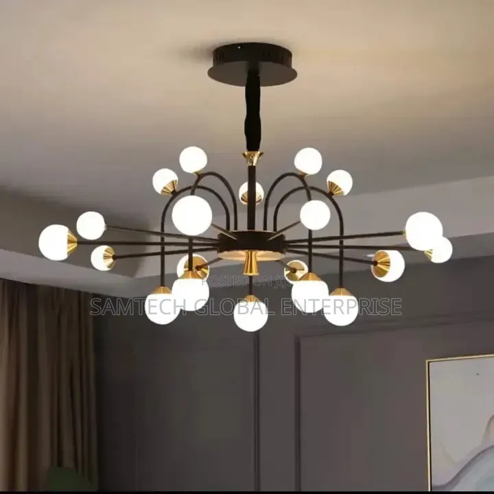 Luxury Sputnik Chandelier – Black Gold Multi-Globe Led Pendant Light
