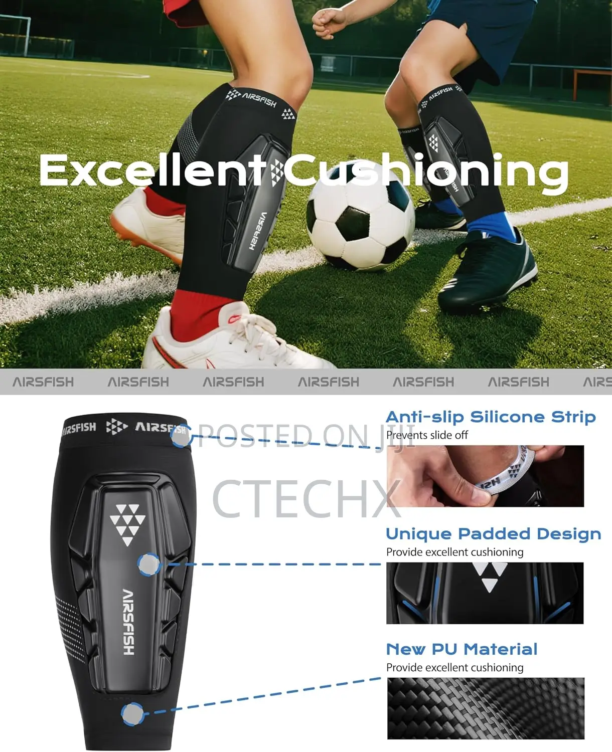 Airfish Kids Football Shin Pads - Ultra Lightweight Football Gear