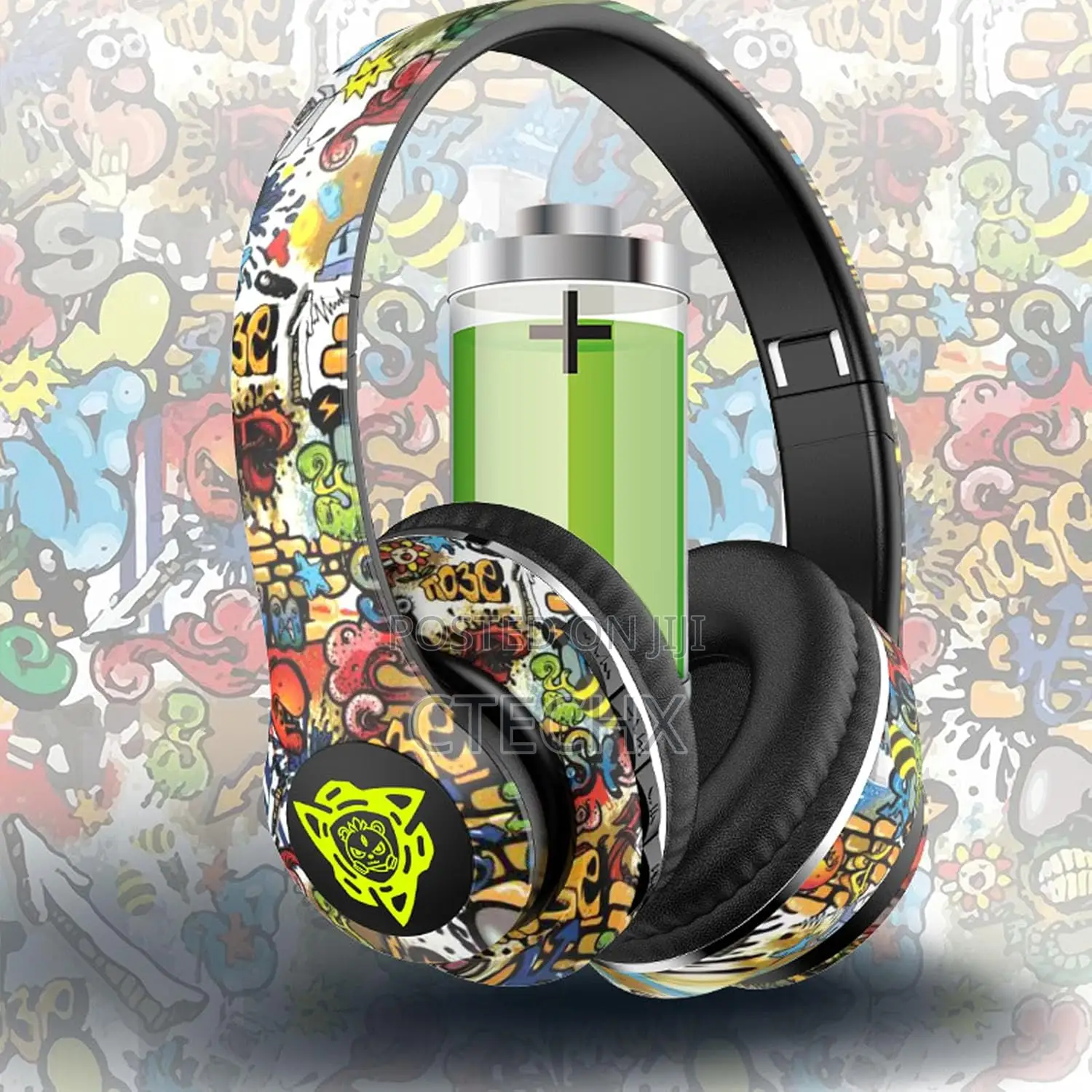 Cuifati Wirelessheadset With Noise Reduction Deep Bass Graffiti Design