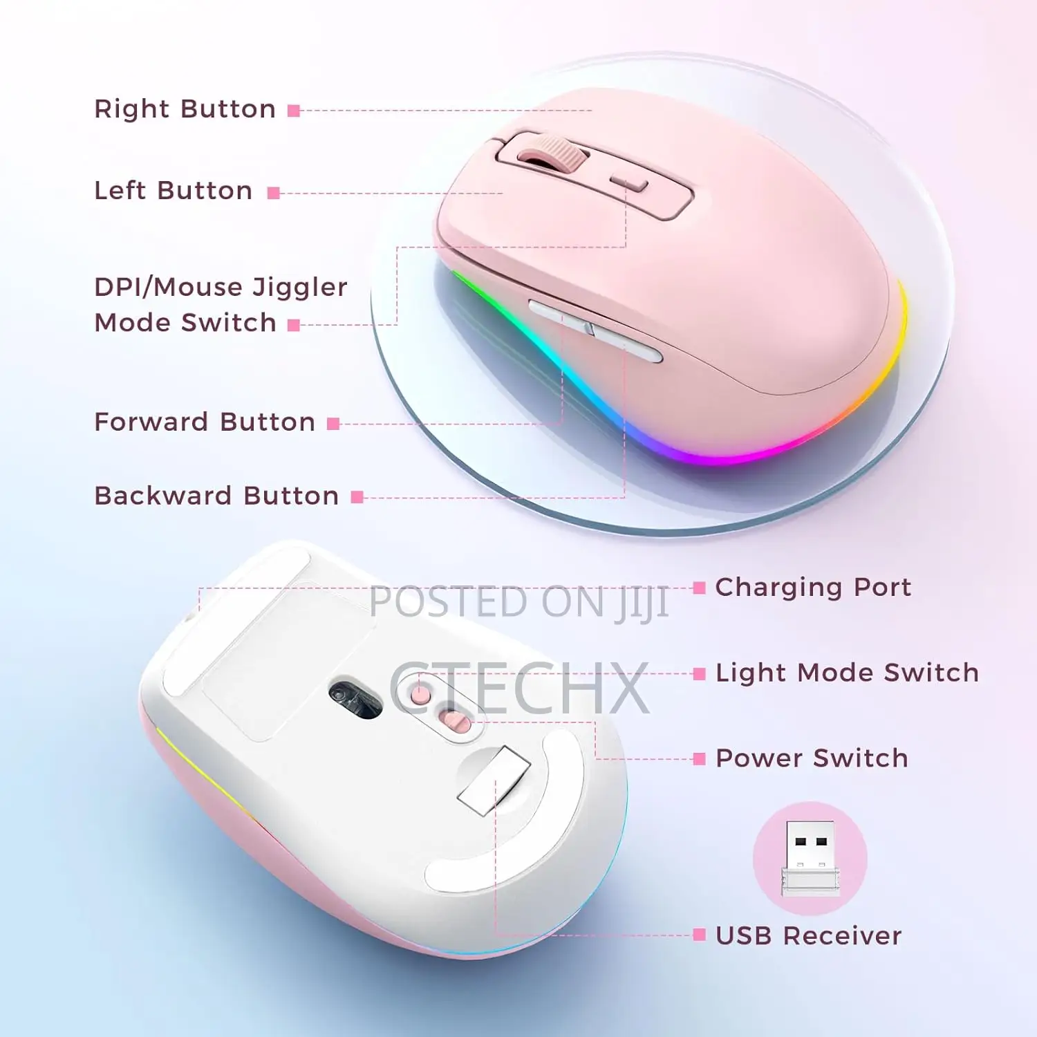 Seenda Wireless Mouse, Rechargeable Led With Built in Jiggler Mover