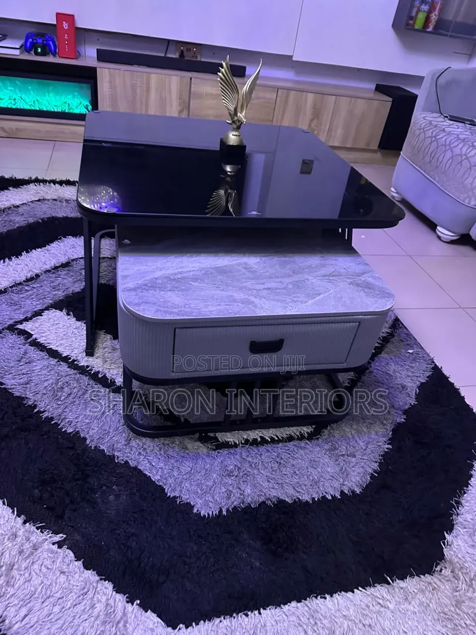 Imported 2in1 Marble and Glass Table