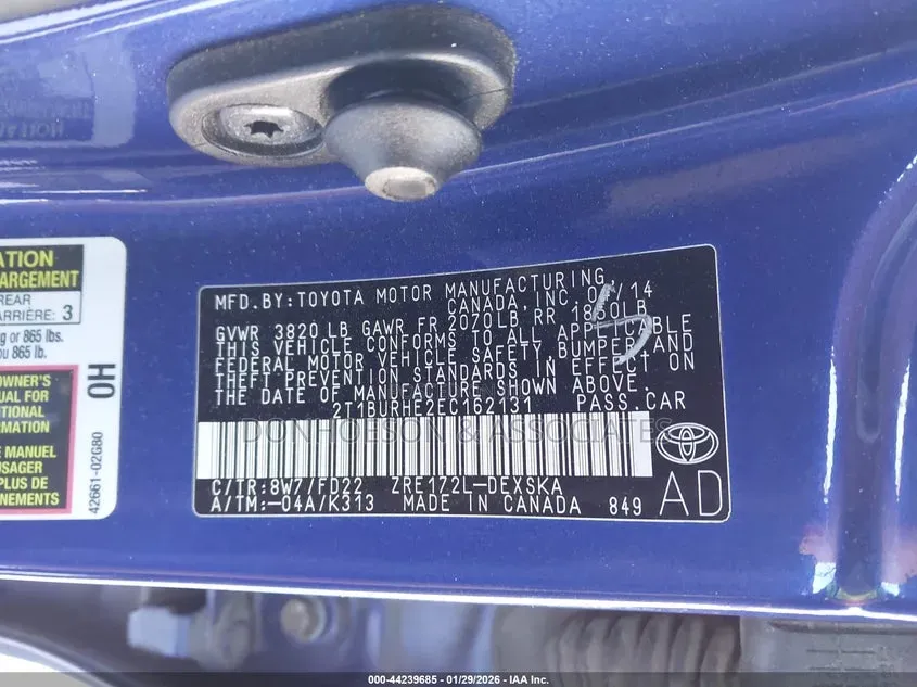 Toyota Corolla 2014 Blue
