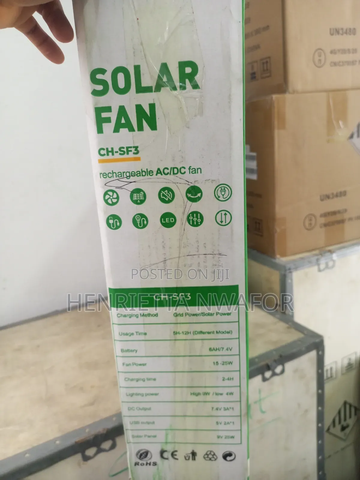 16" Colahome Solar Standing Fan