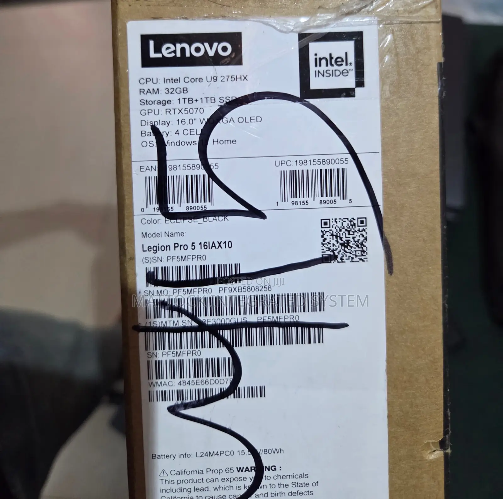 New Laptop Lenovo Legion 5 32GB Intel Core Ultra 9 SSD 2T