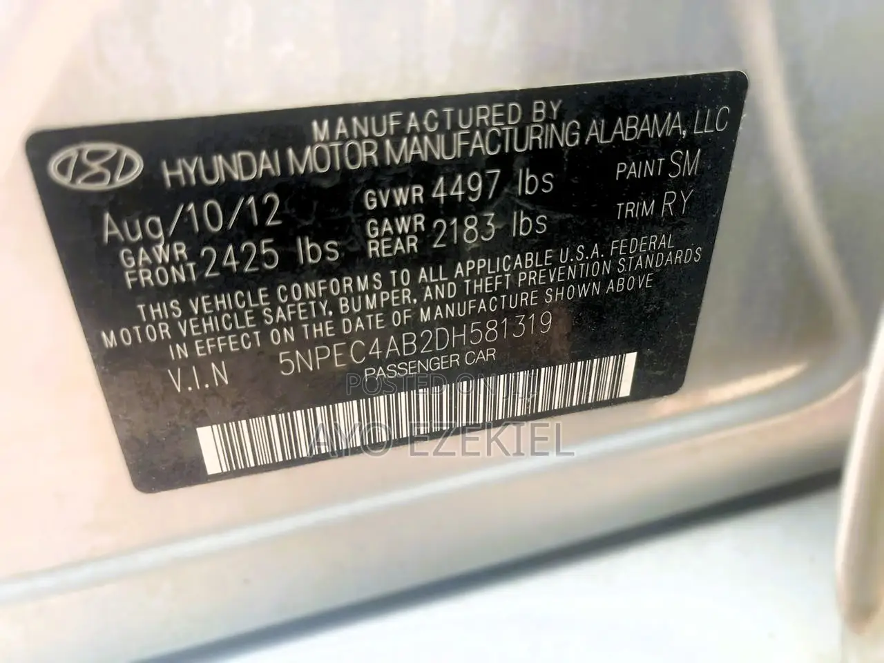 Hyundai Sonata GLS Sedan FWD (2.4L 4cyl 6A) 2013 Silver