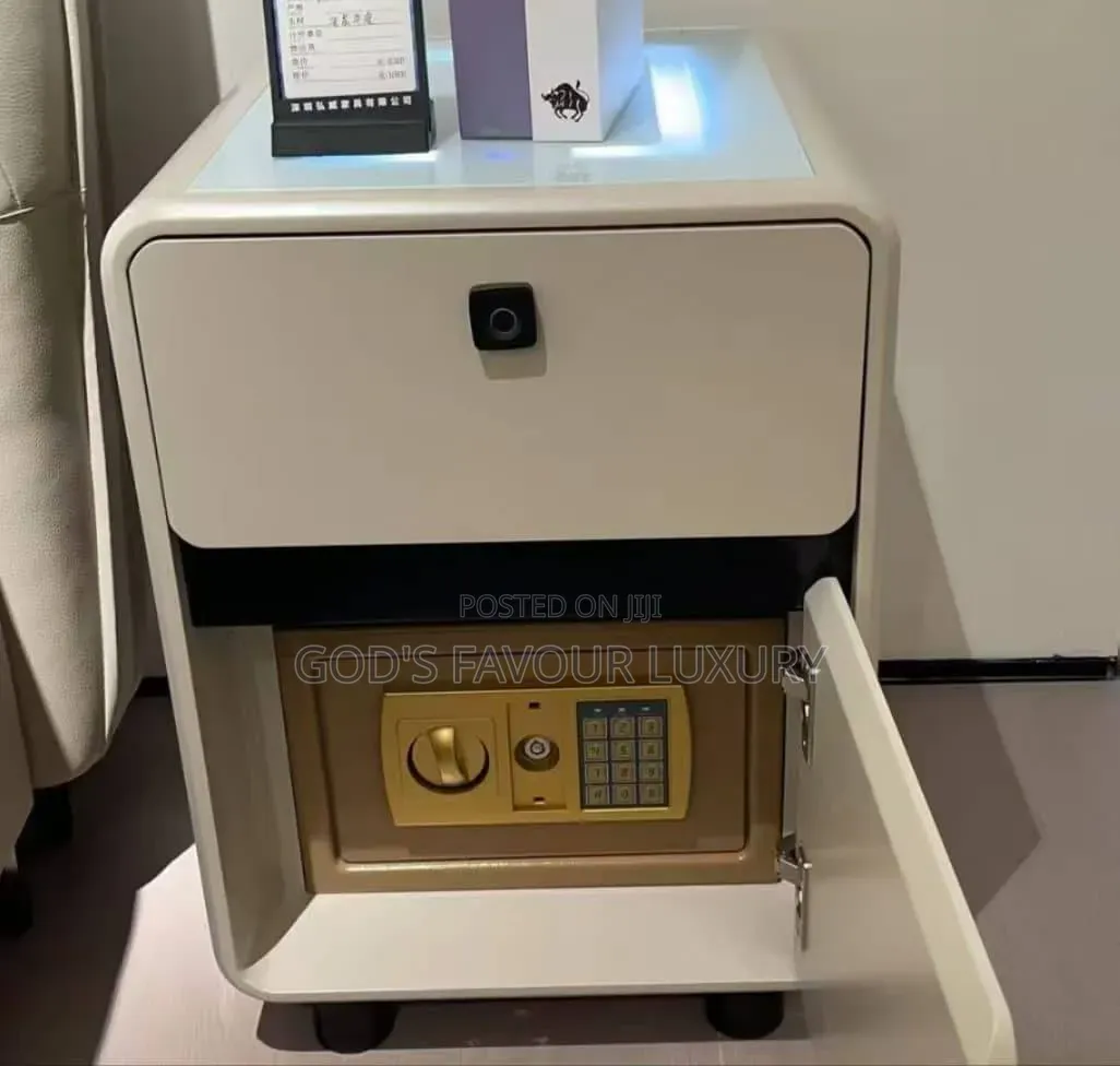 Bedside Cabinet With Smart Lock/Key Safe Box, Wireless Charging Spot
