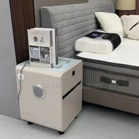 Bedside Cabinet With Smart Lock/Key Safe Box, Wireless Charging Spot