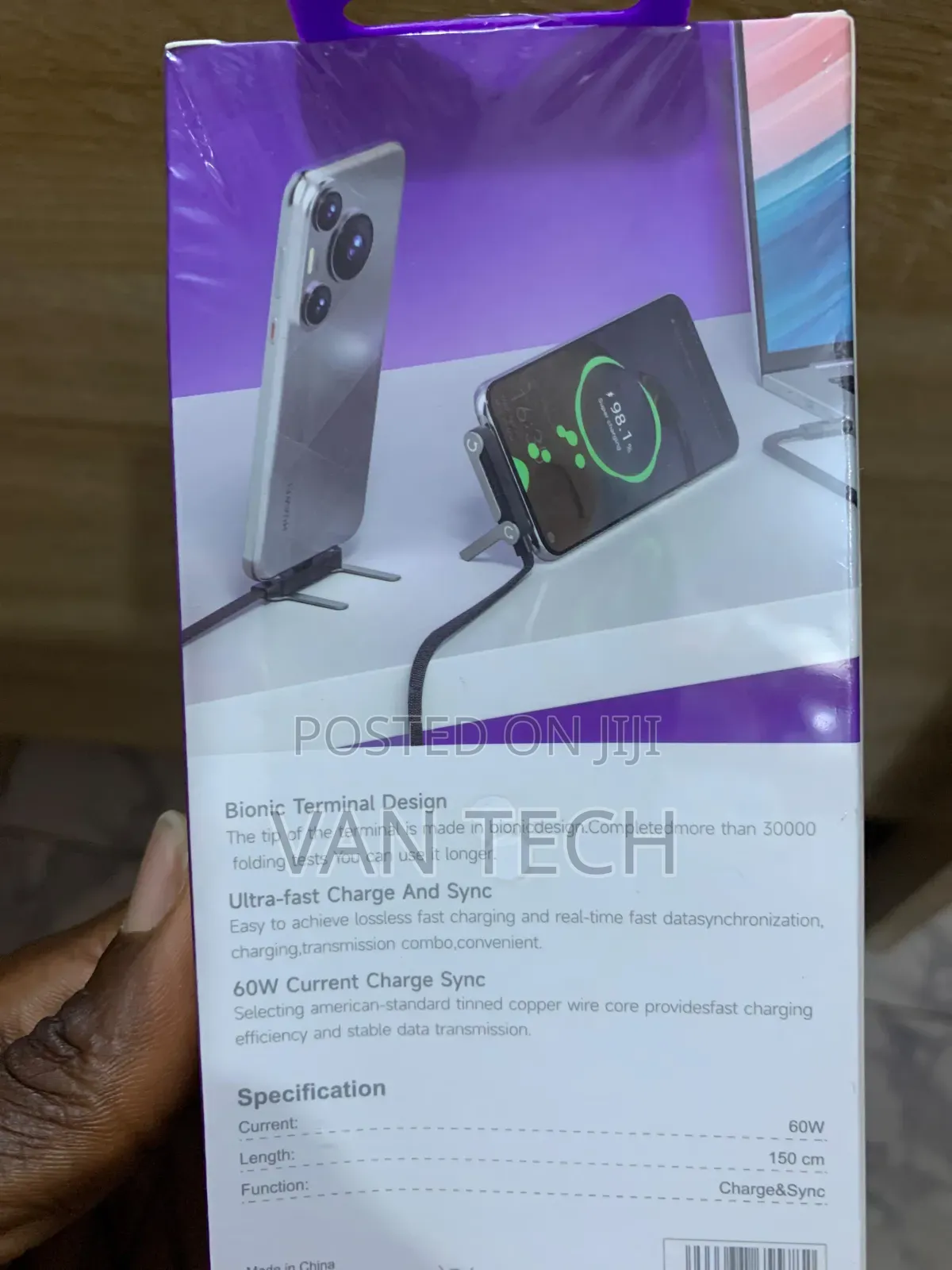 Usb-C to Type-C Foldable Stand Data Cable 60w