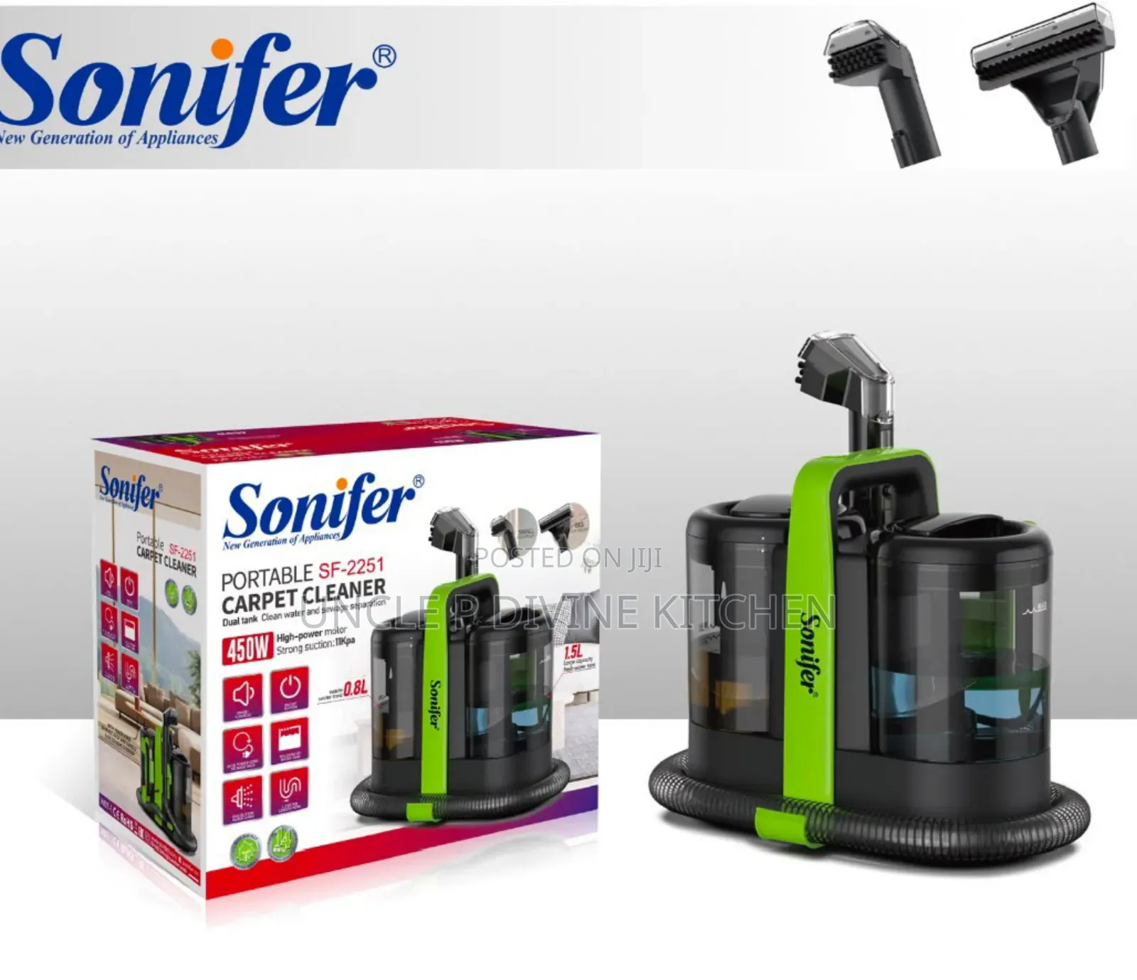 Sonifer Portable Sf-2251 Sports/Carpet Cleaner, 450w, Strong Suction.