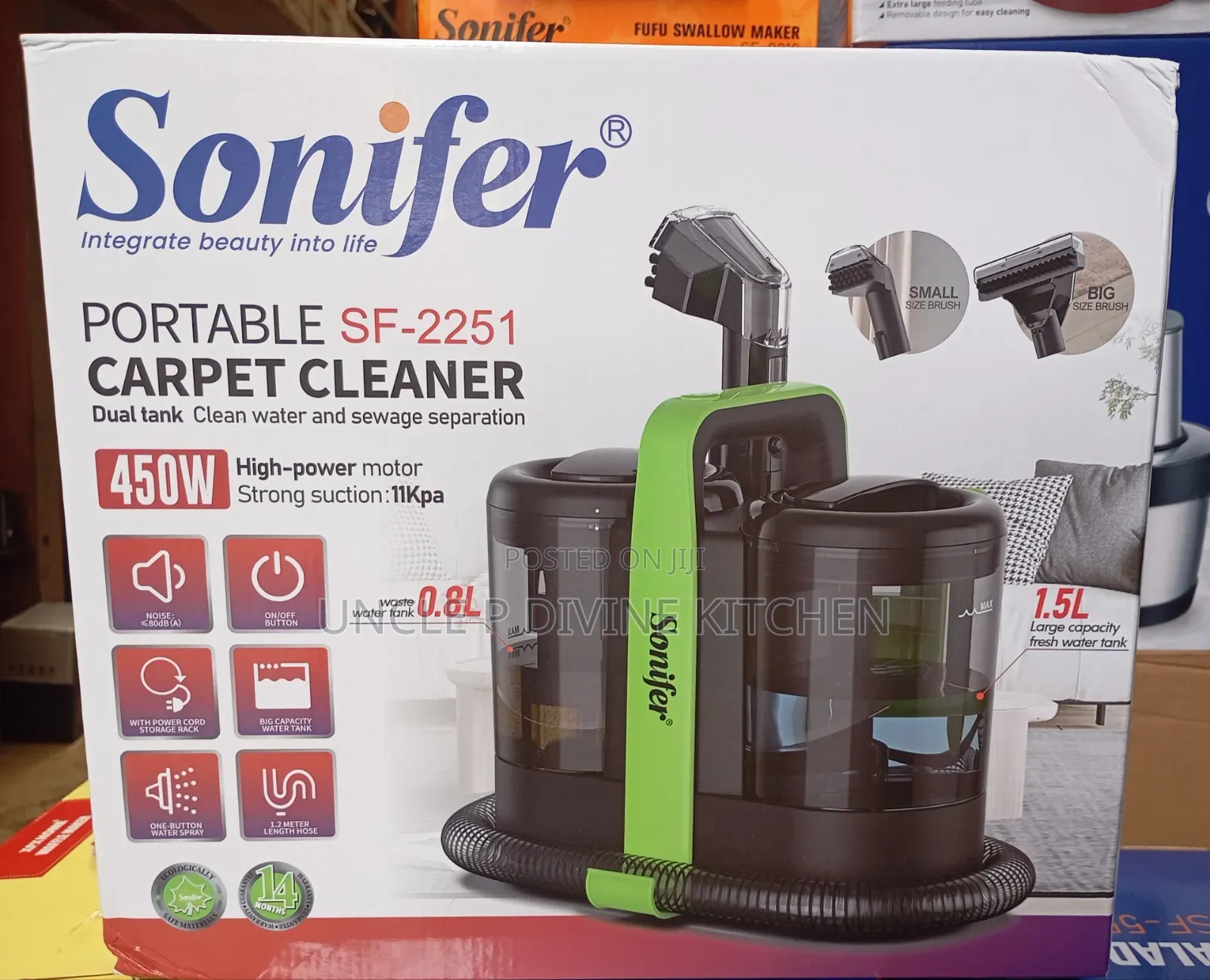 Sonifer Portable Sf-2251 Sports/Carpet Cleaner, 450w, Strong Suction.