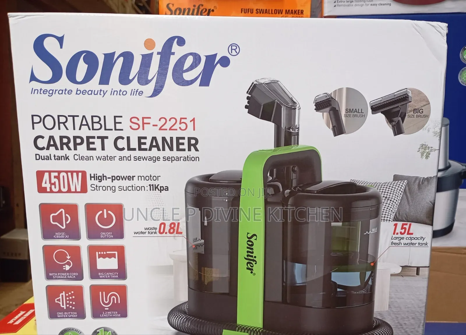 Sonifer Portable Sf-2251 Sports/Carpet Cleaner, 450w, Strong Suction.