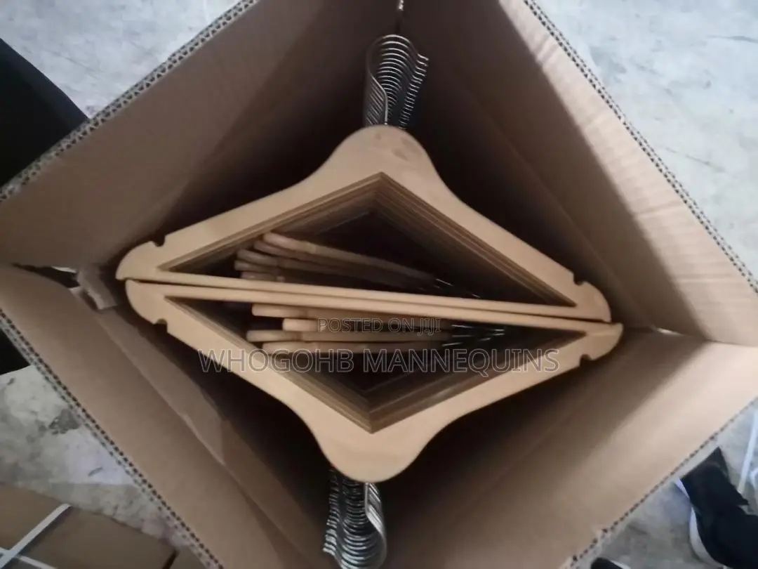 Natural Colour Wooden Hanger Without Pegs Clips Pack of 10