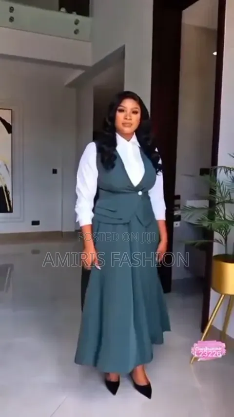 Beautiful Cooperate Long Gown With Long-Sleeved Shirt