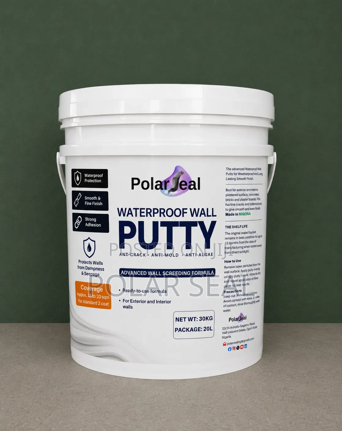 Waterproof and Anticrack Screeding Putty in Lagos- Polar Seal