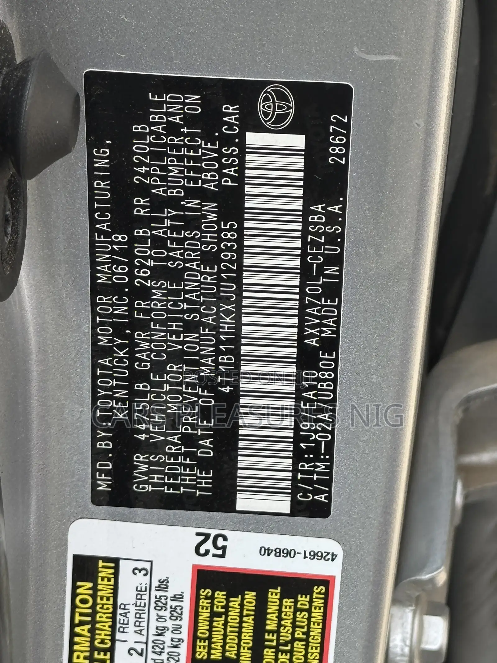 Toyota Camry SE (2.5L 4cyl 8A) 2019 Silver