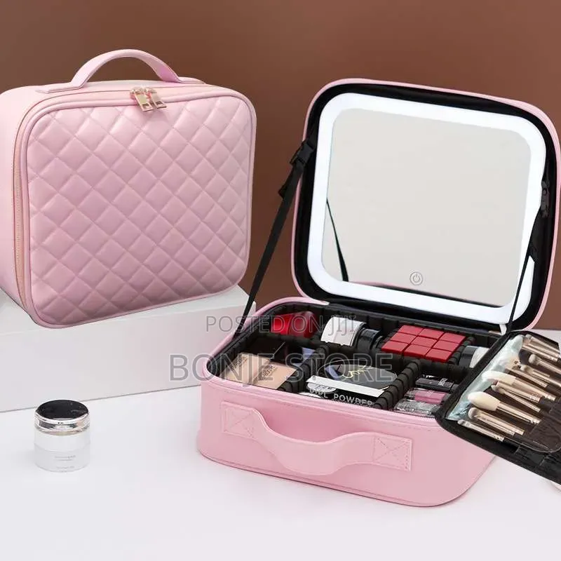 Make Up Bag With Rechargeable Removable Led Light Mirror/ Cosmetic Bag