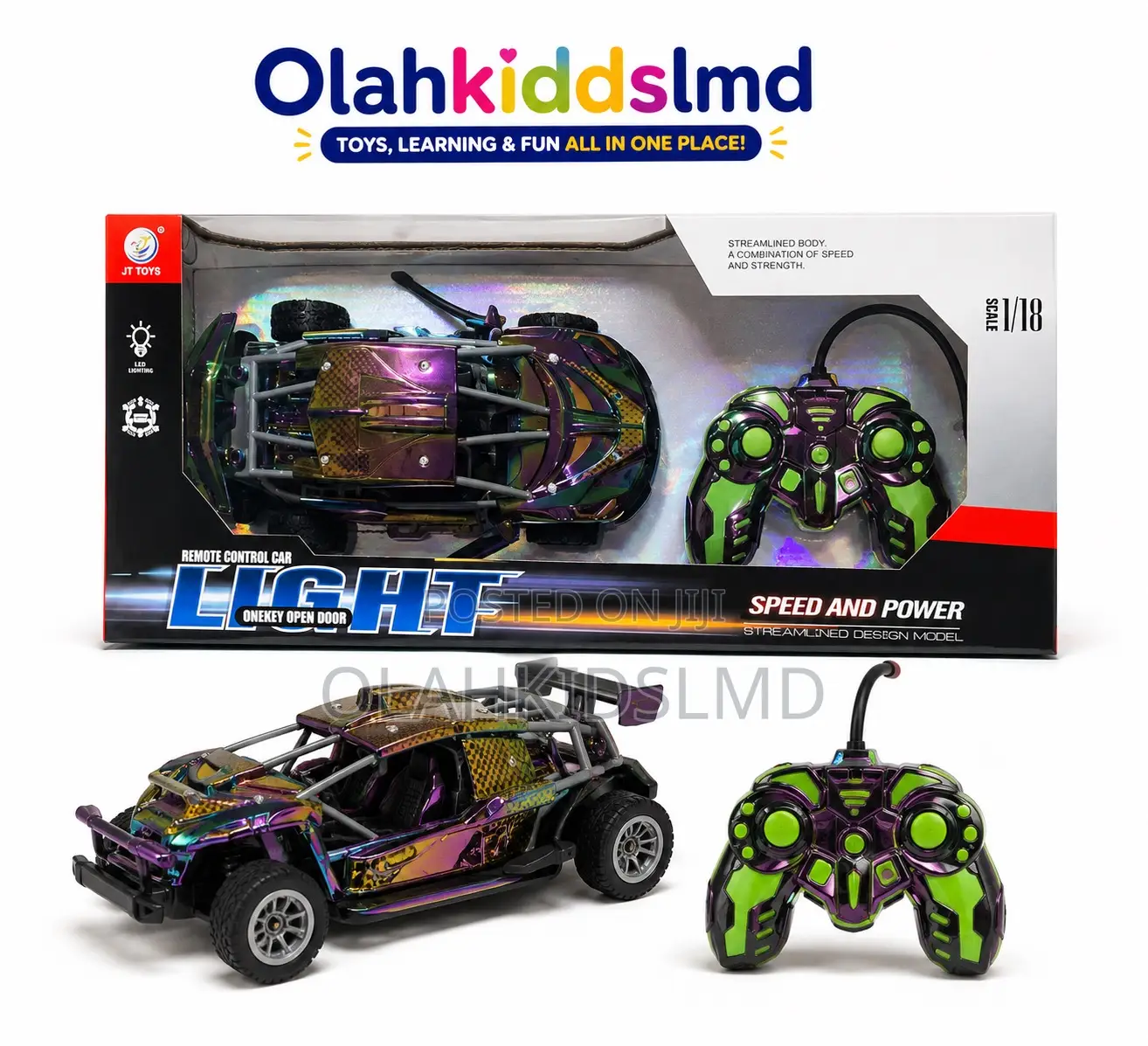 Iridescent Rc Buggy Car With Led Light One-Key Open Door – Remote