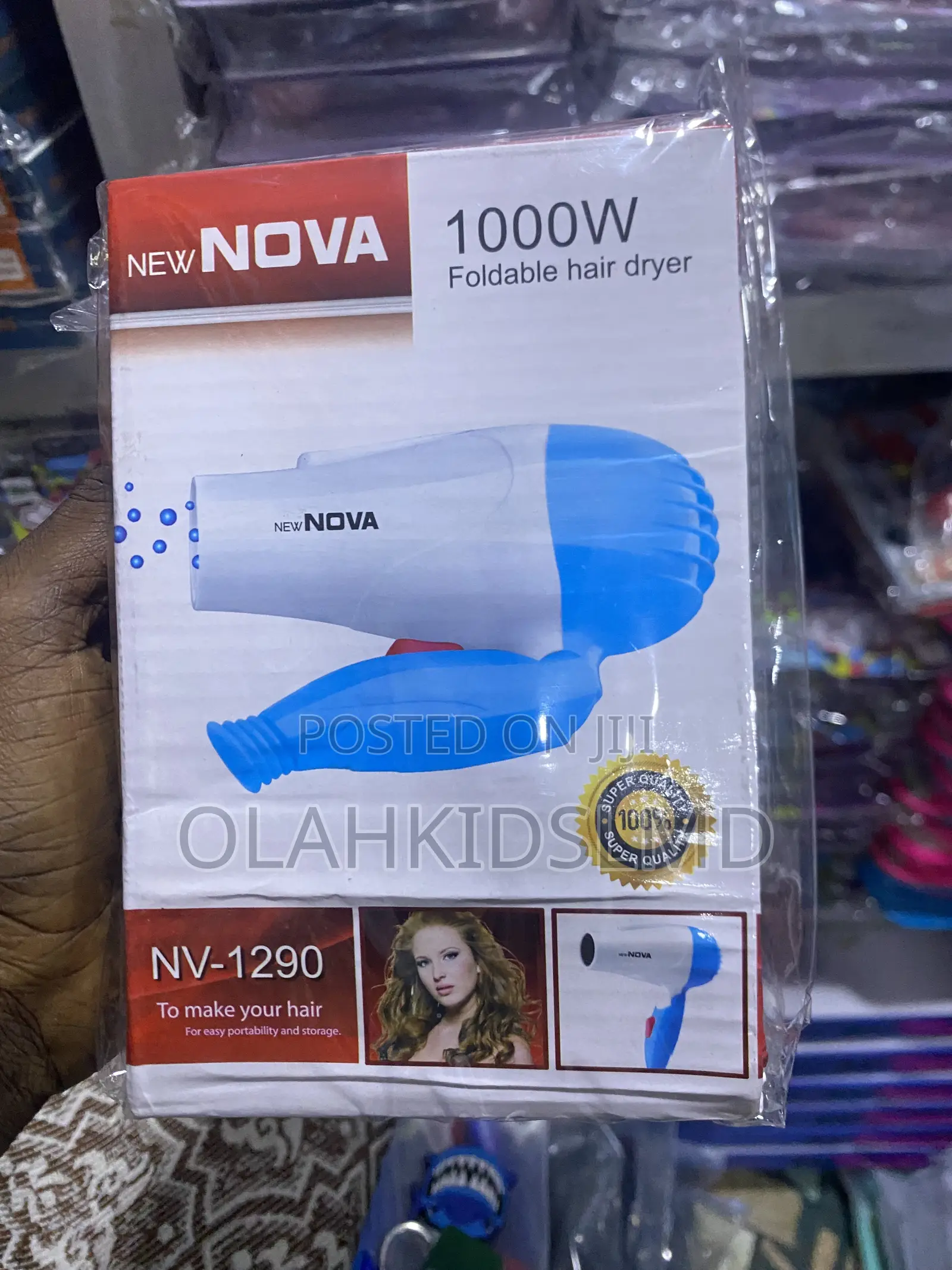 New Nova 1000w Foldable Hair Dryer – Portable Travel Hair Dryer Nv-