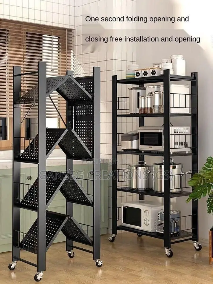 5-tier Foldable Metal Storage Rack With Heavy Duty Organizer