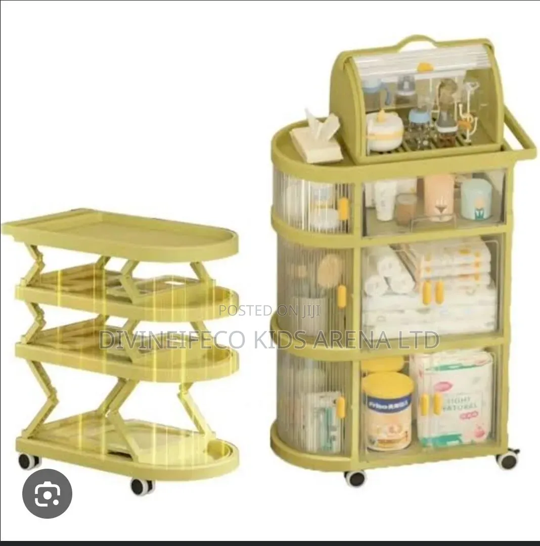 Foldable Multi-Functional Baby Storage Trolley With Wheels