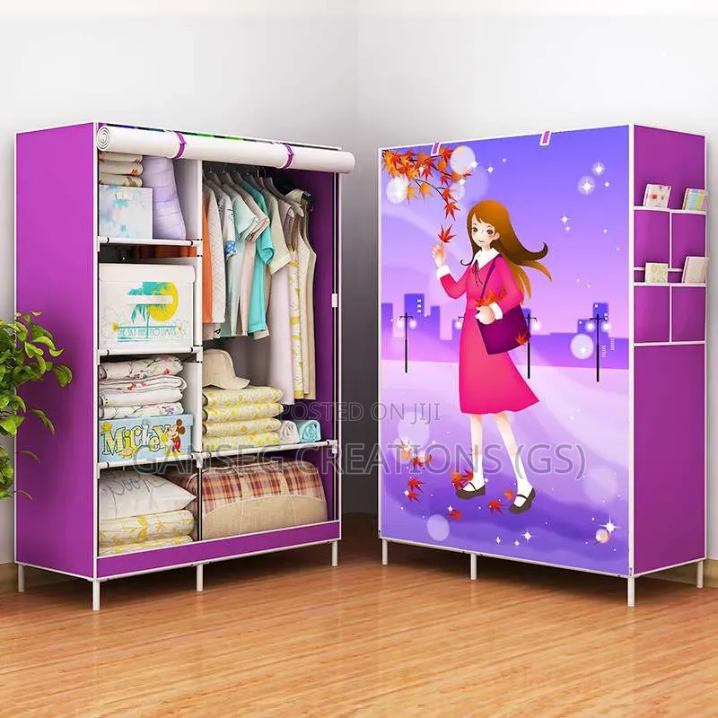 Portable Fabric Wardrobe / Clothes Closet - Purple Anime Edition New