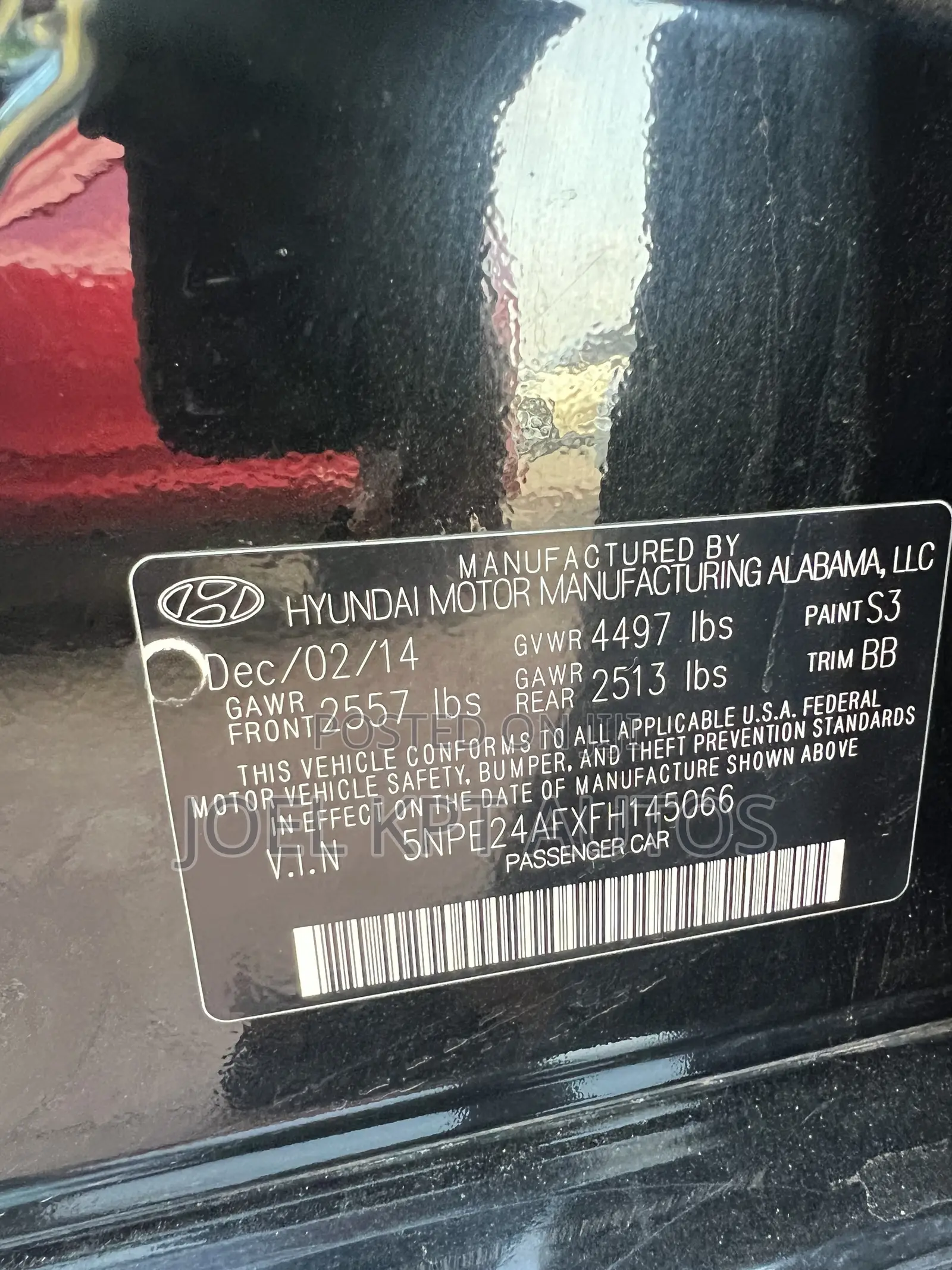 Hyundai Sonata 2015 Black