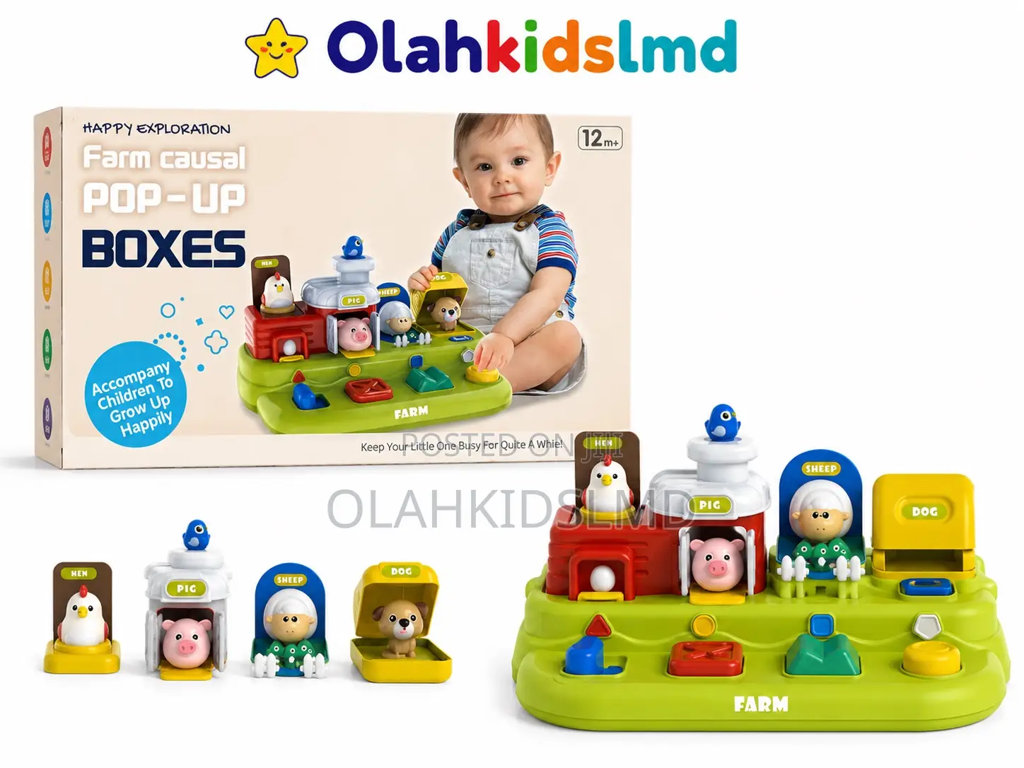 Farm Animal Pop-Up Boxes – Educational Busy Board Toy for Babies 12m+